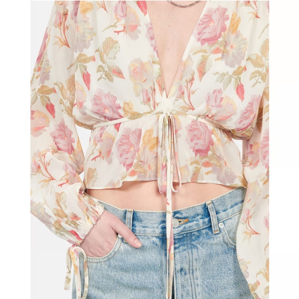 NWT The Kooples "English Roses" silk top -1